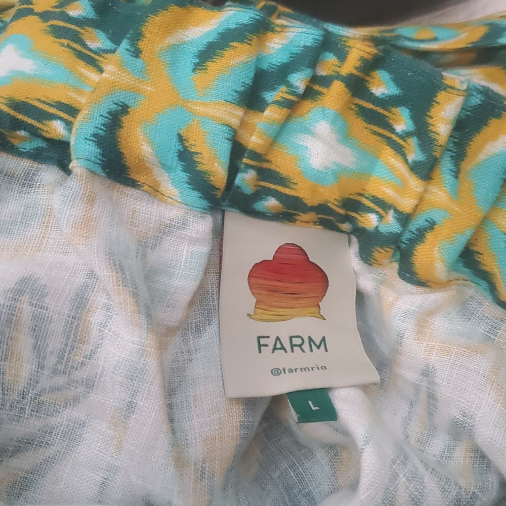 FARM RIO HALTER NECK TROPICAL LINEN MAXI SUNDRESS IN GREEN / SIZE:LARGE - Picture 16 of 16